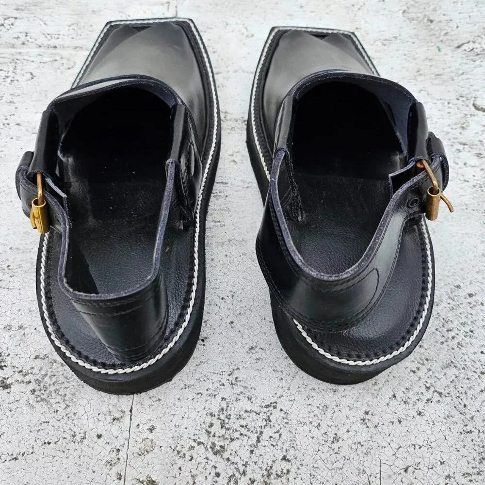 Captan Chappel Sandal Black Genuine Leather Upper Captaan Handmade Shoe Size 8.5 - Picture 8 of 11